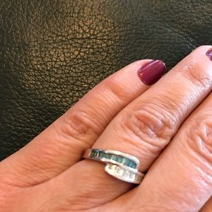 White Gold - 14KT New Genuine Blue & White Diamond - Beautiful Ring